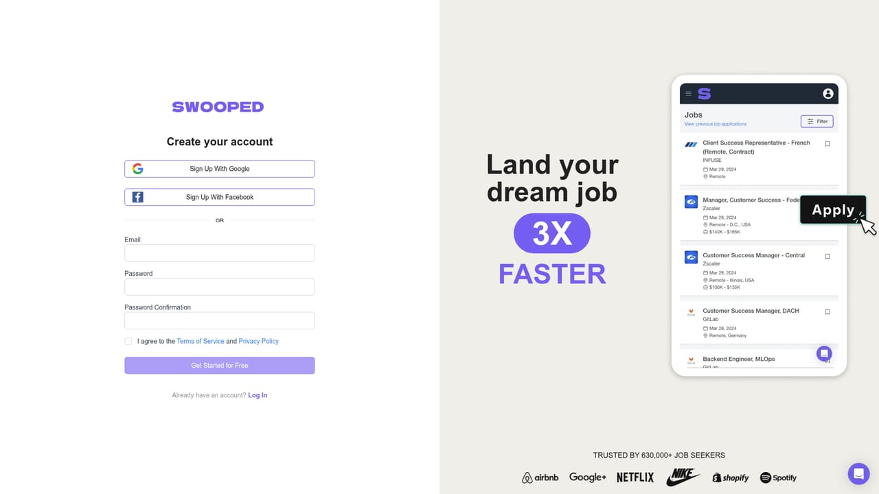 Swooped — Create your free account