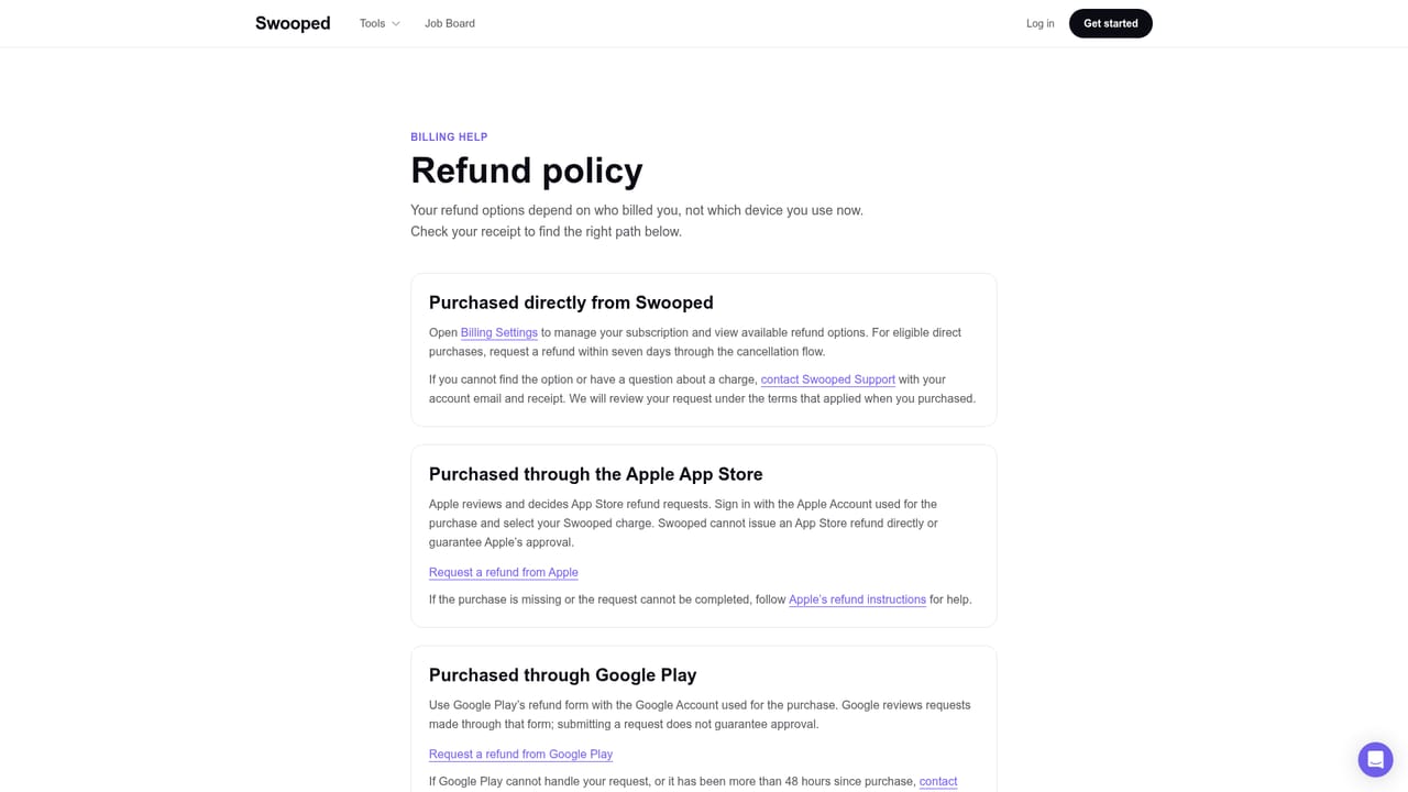 Swooped — Check refund terms if you upgrade