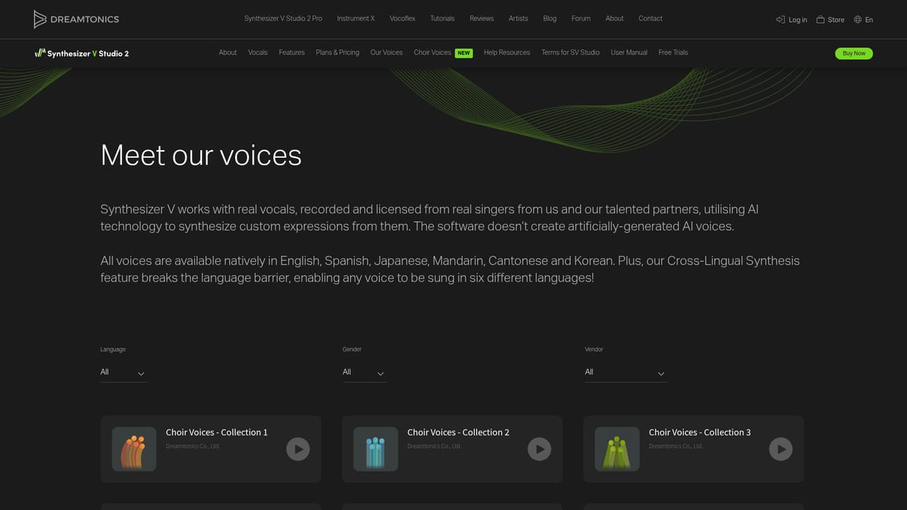 Synthesizer V — Audition and buy a voice database