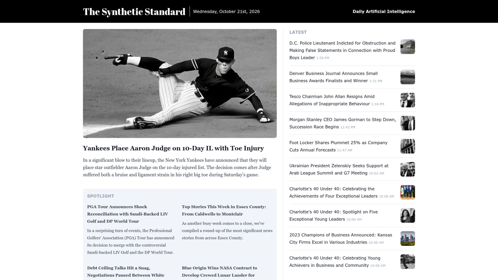 Synthetic Standard — Open the front page and scan the feed