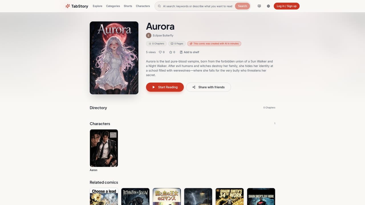 Tab Story — Export or publish your comic