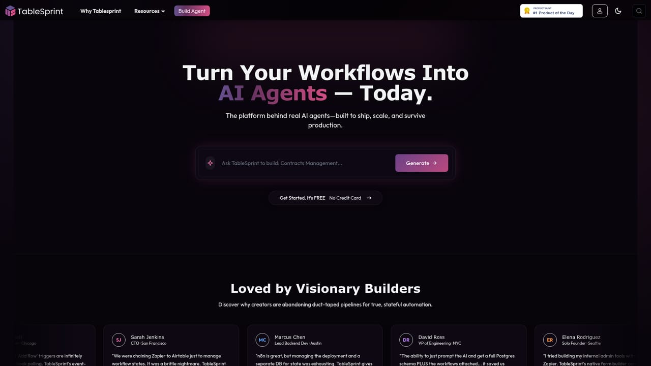 TableSprint — Open the build page