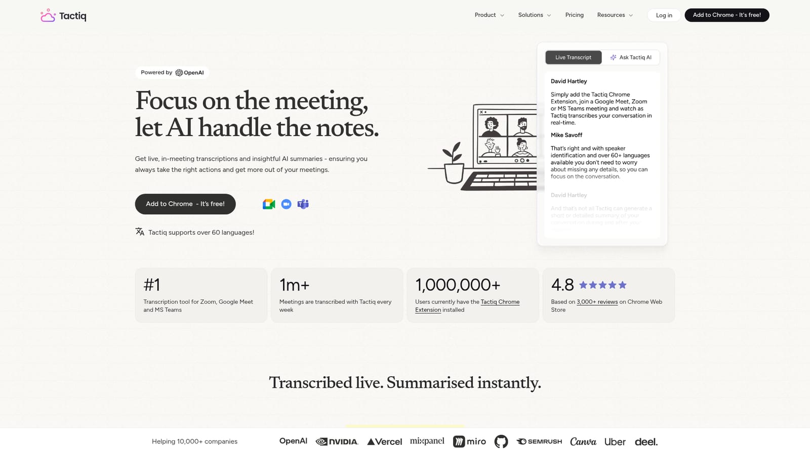 Tactiq — Install the Chrome extension