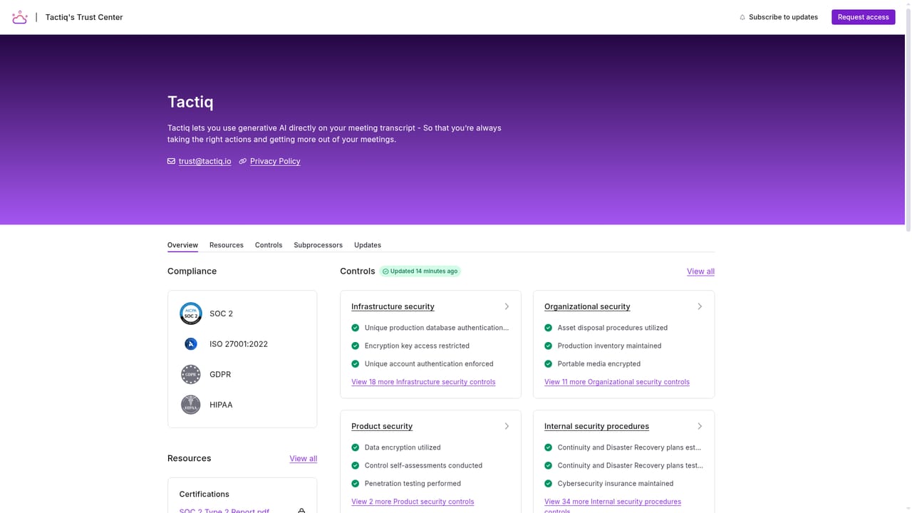 Tactiq — Review the security documentation