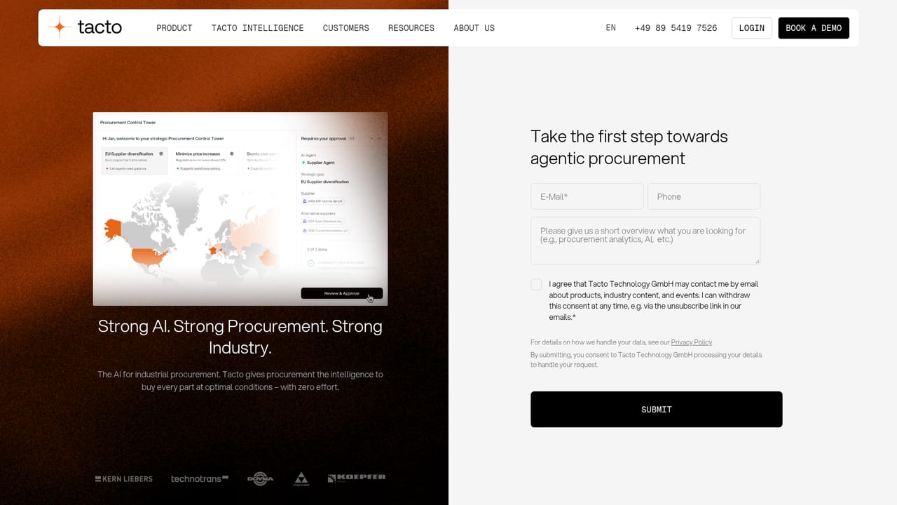 Tacto Intelligence — Book a demo