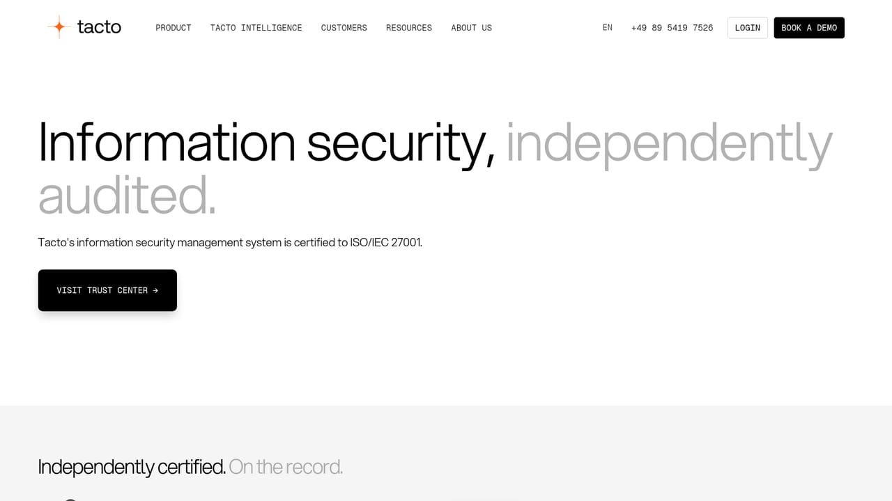 Tacto Intelligence — Review security and data privacy