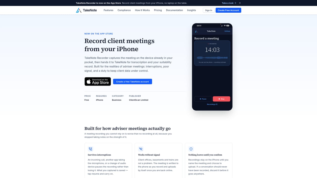 TakeNote — Record or upload the meeting