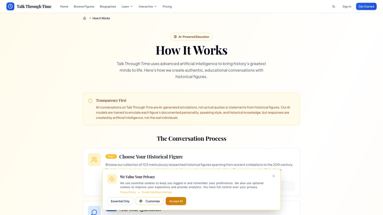 Talk Through Time — See how the platform works