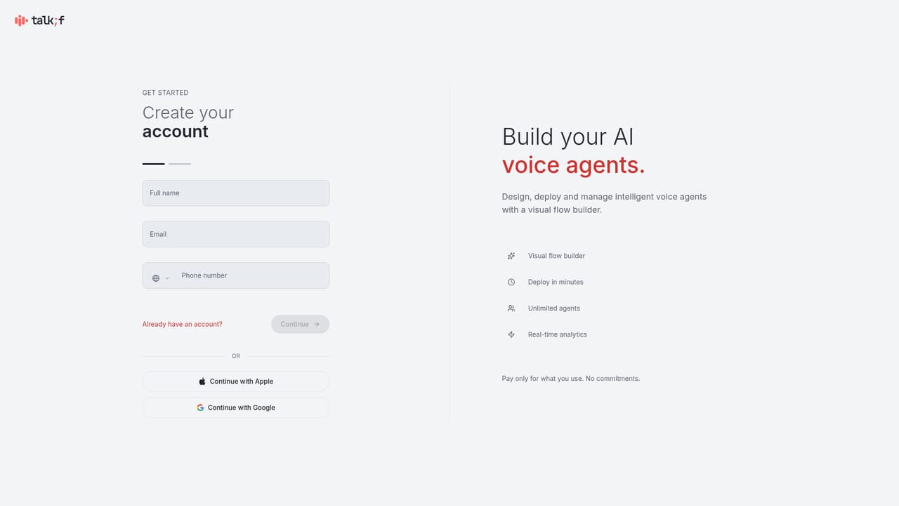 Talkif — Create a Talkif account