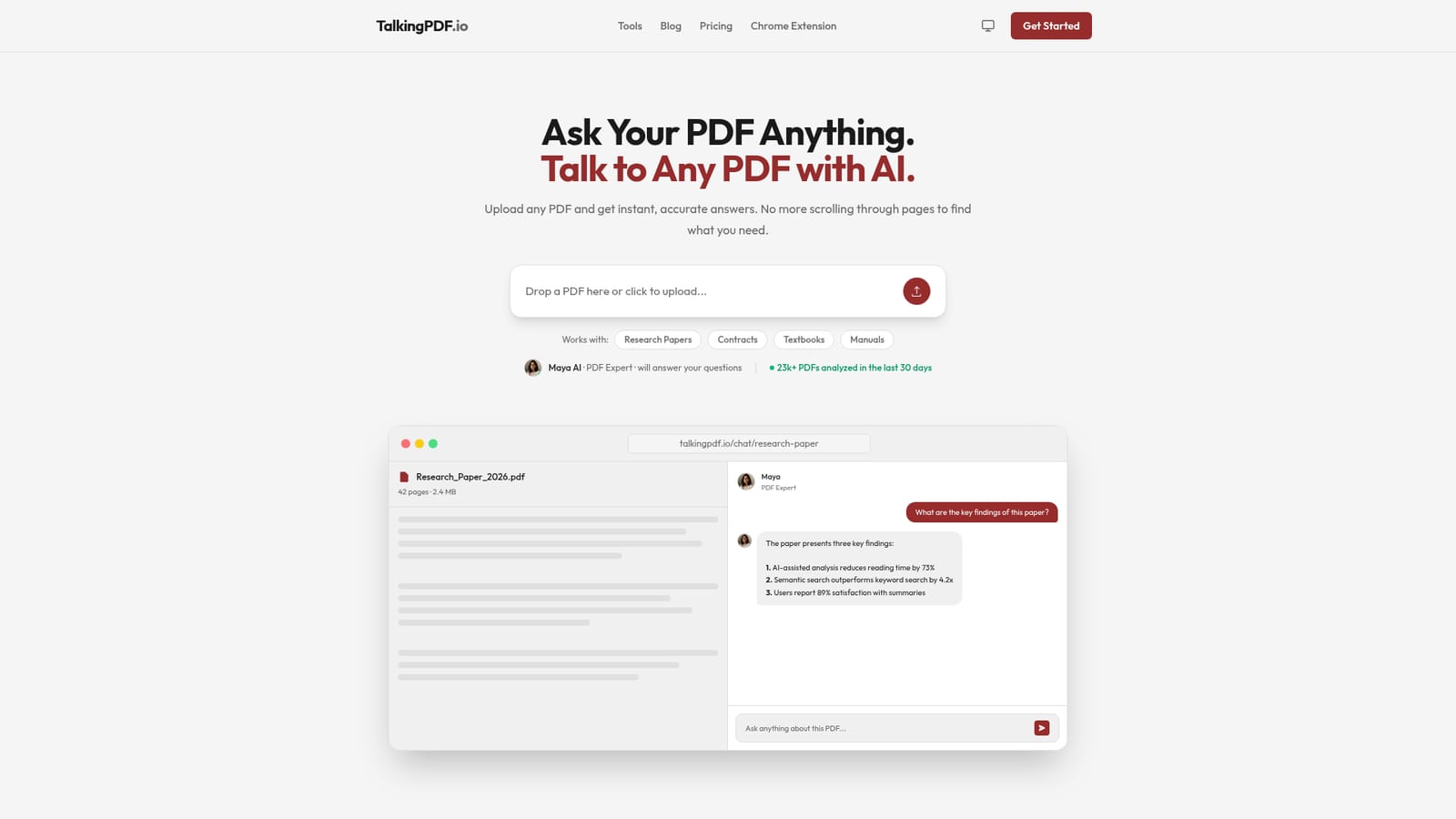 TalkingPdf — Upload your PDF