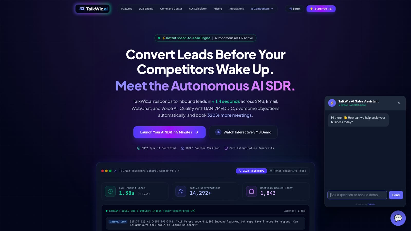 TalkWiz.ai — Run the SMS demo before going live