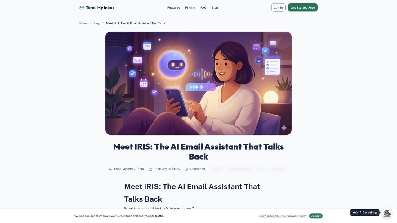 Tame My Inbox — Try IRIS chat and cleanup tools