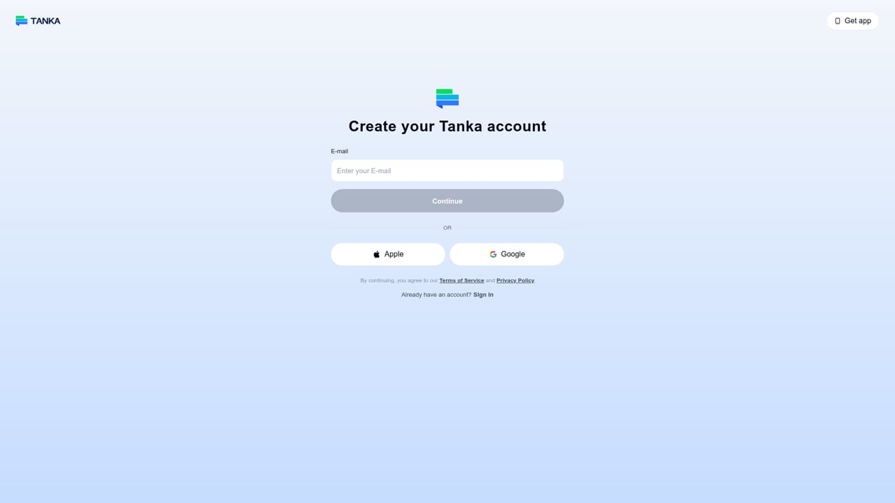 Tanka — Register for early access