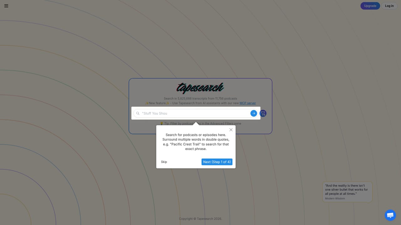 Tapesearch — Run a first keyword search