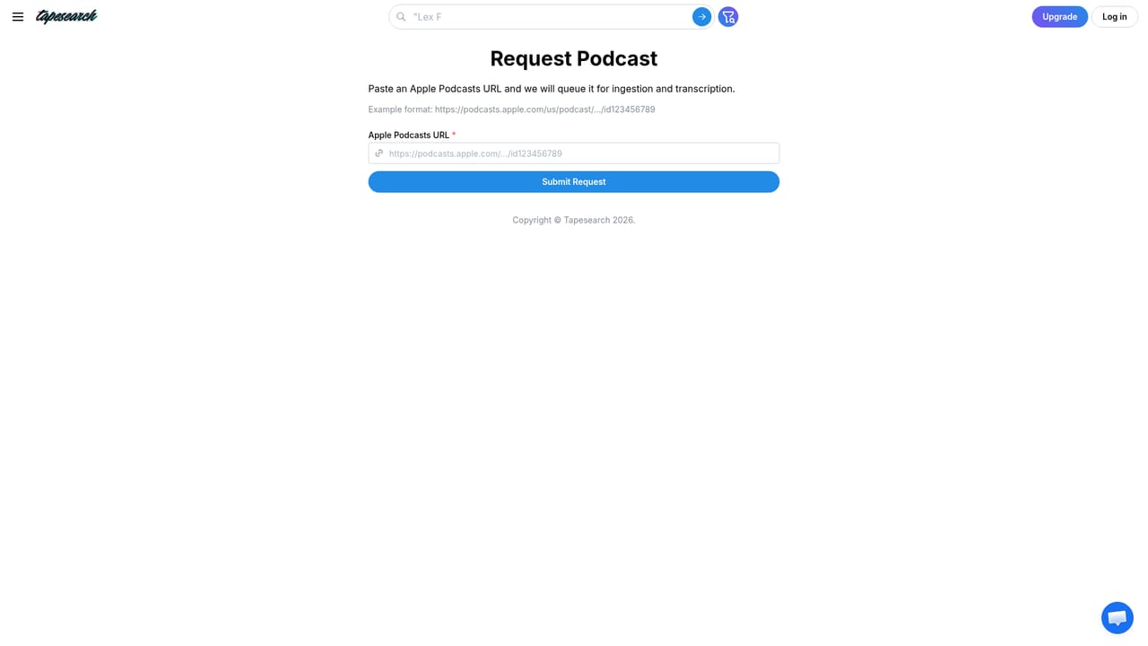 Tapesearch — Request missing podcasts