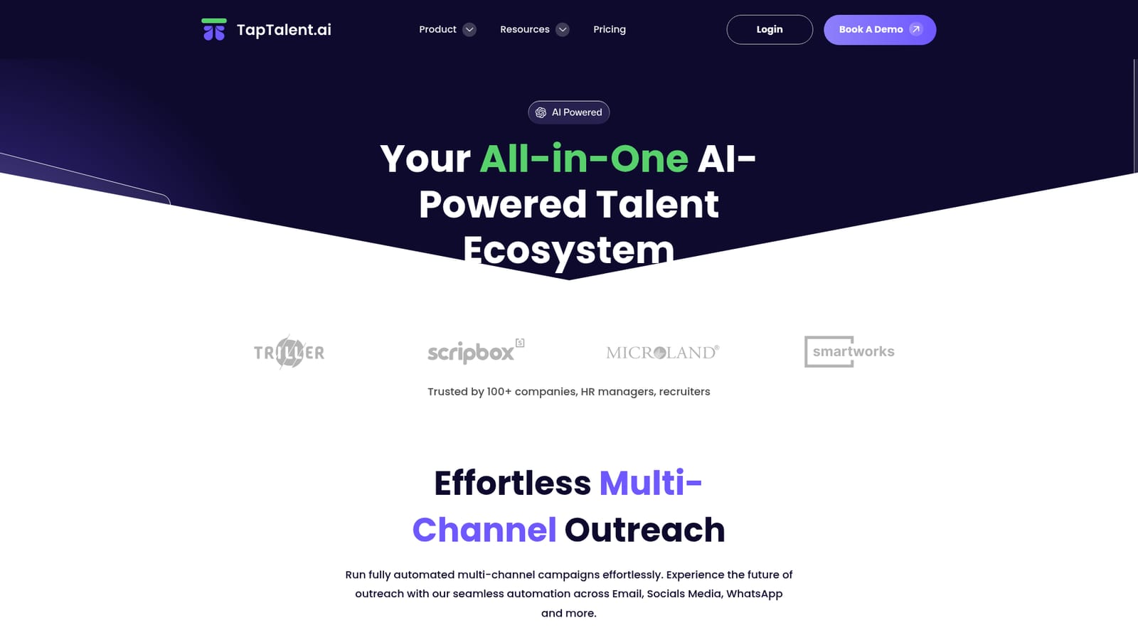 TapTalent — Book a demo or open the client portal