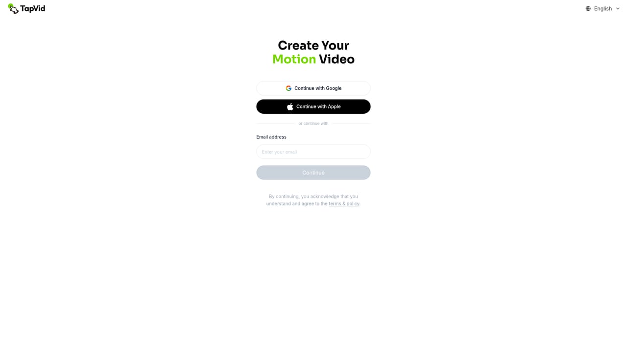 TapVid — Start free and sign in