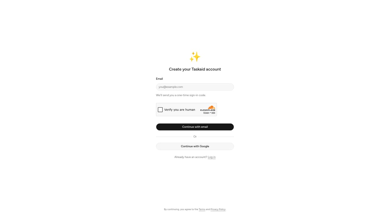 Taskaid — Create an account