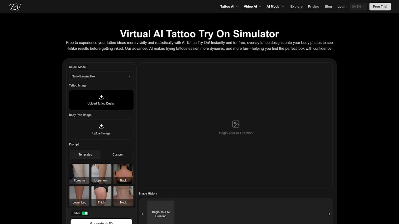 Tattoo AI Design — Try the design on a photo