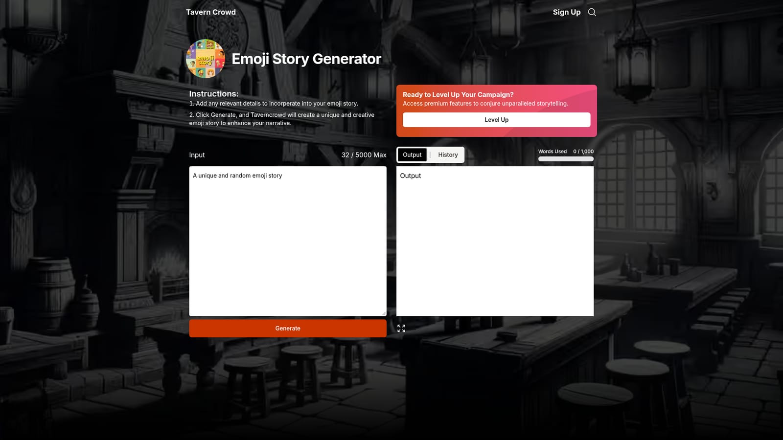 TavernCrowd Emoji Story Generator — Open the Emoji Story Generator