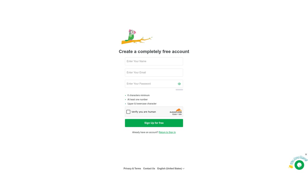Tawk — Create your account