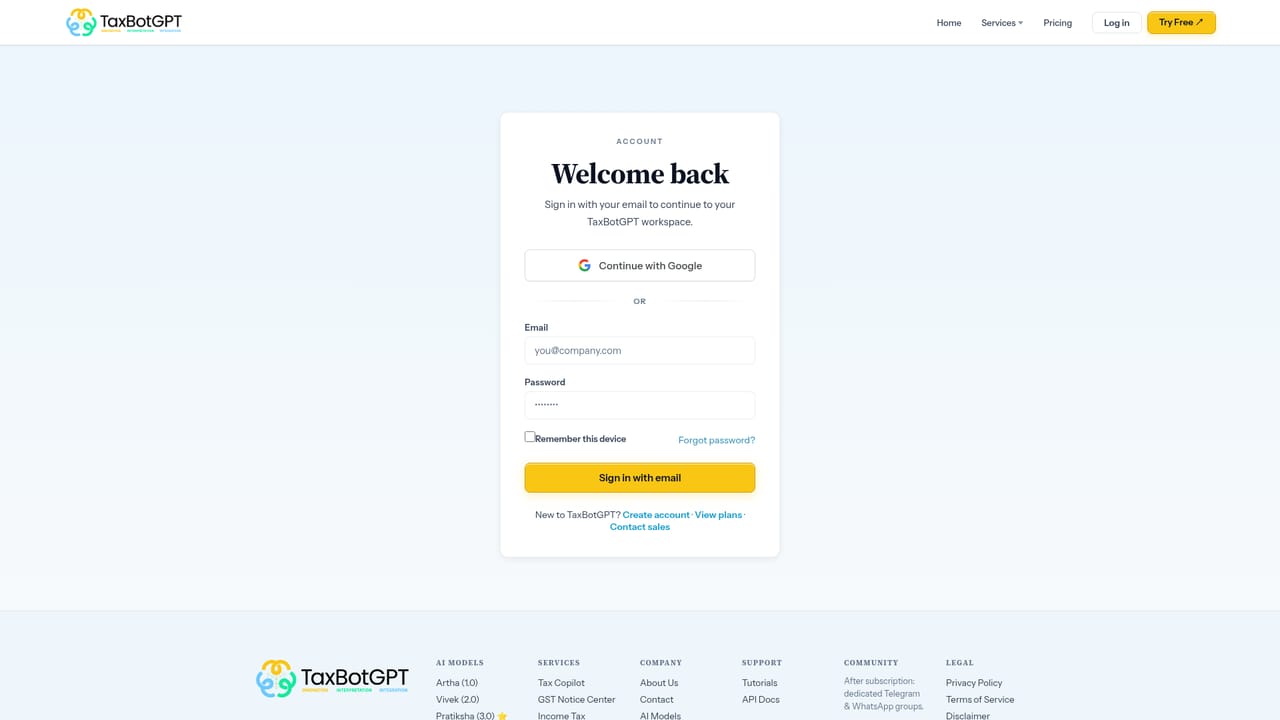 TaxBotGPT — Create your account