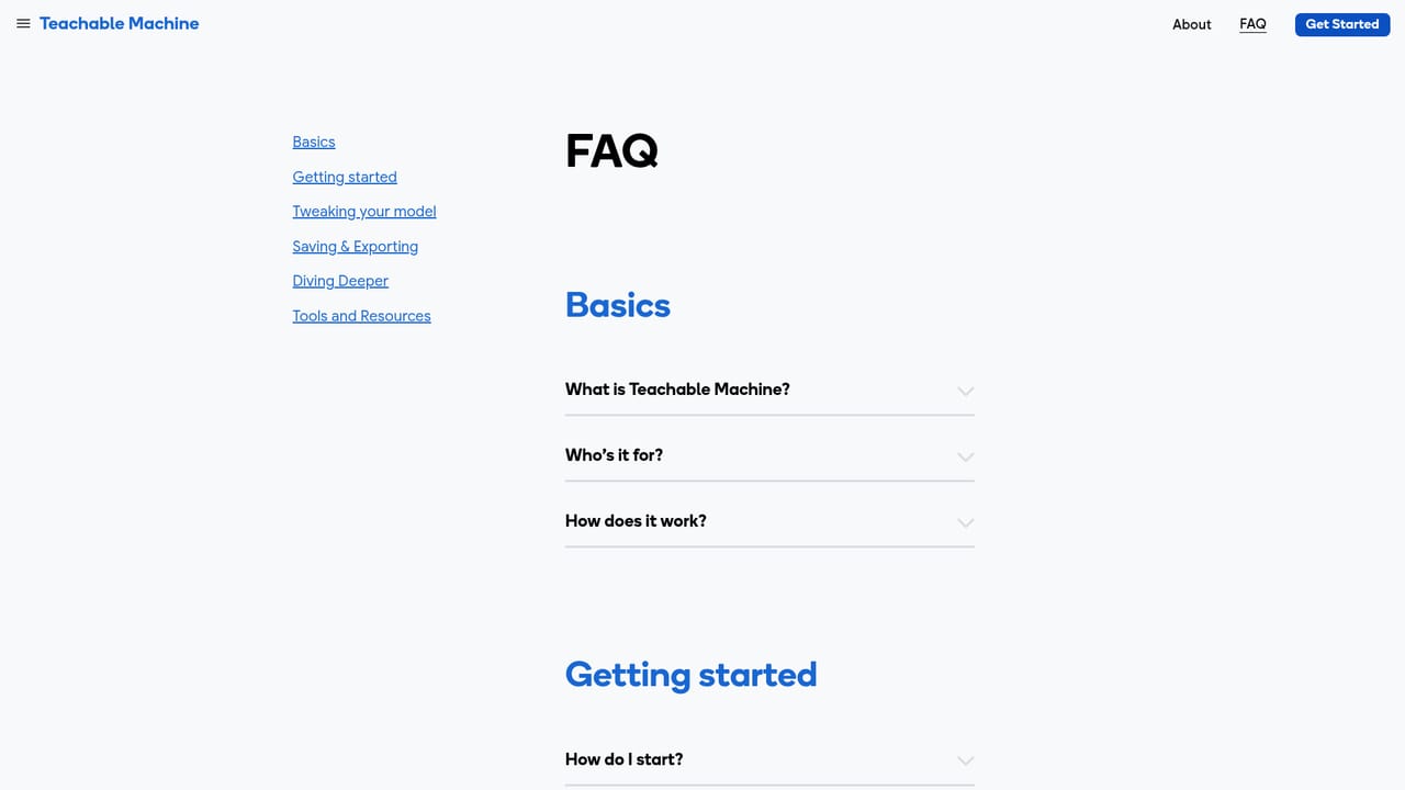 Teachable Machine — Check the FAQ when exports or saving confuse you