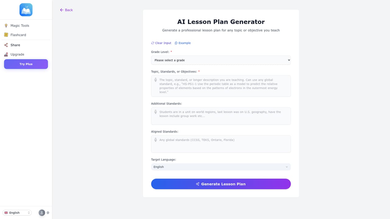 TeachAny — Build a lesson plan