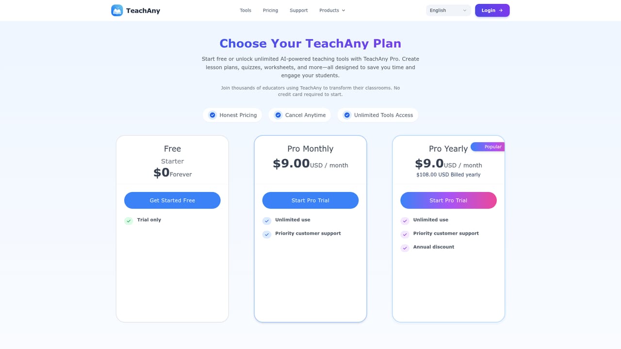 TeachAny — Check pricing and upgrade if needed