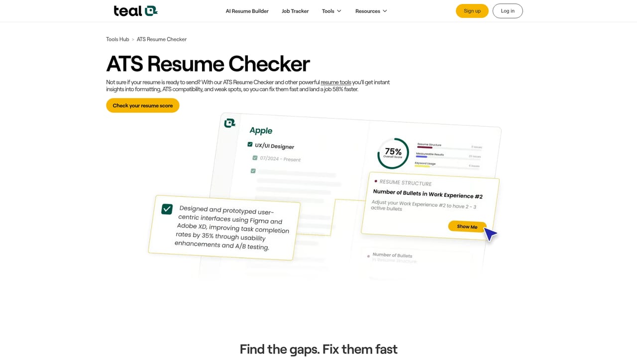 Teal Resume Builder — Rewrite with AI and check the score