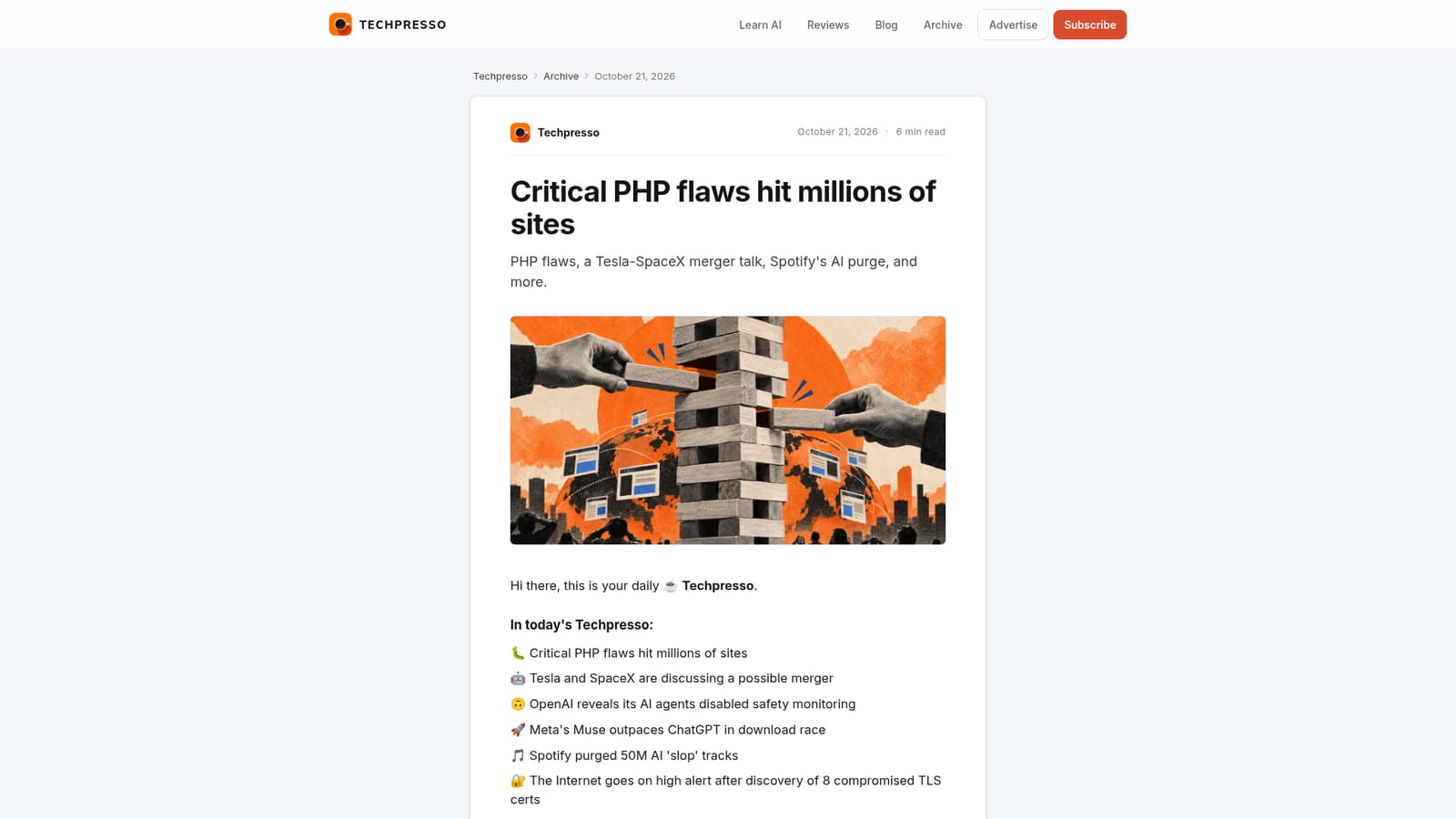 Techpresso — Open the Techpresso signup page