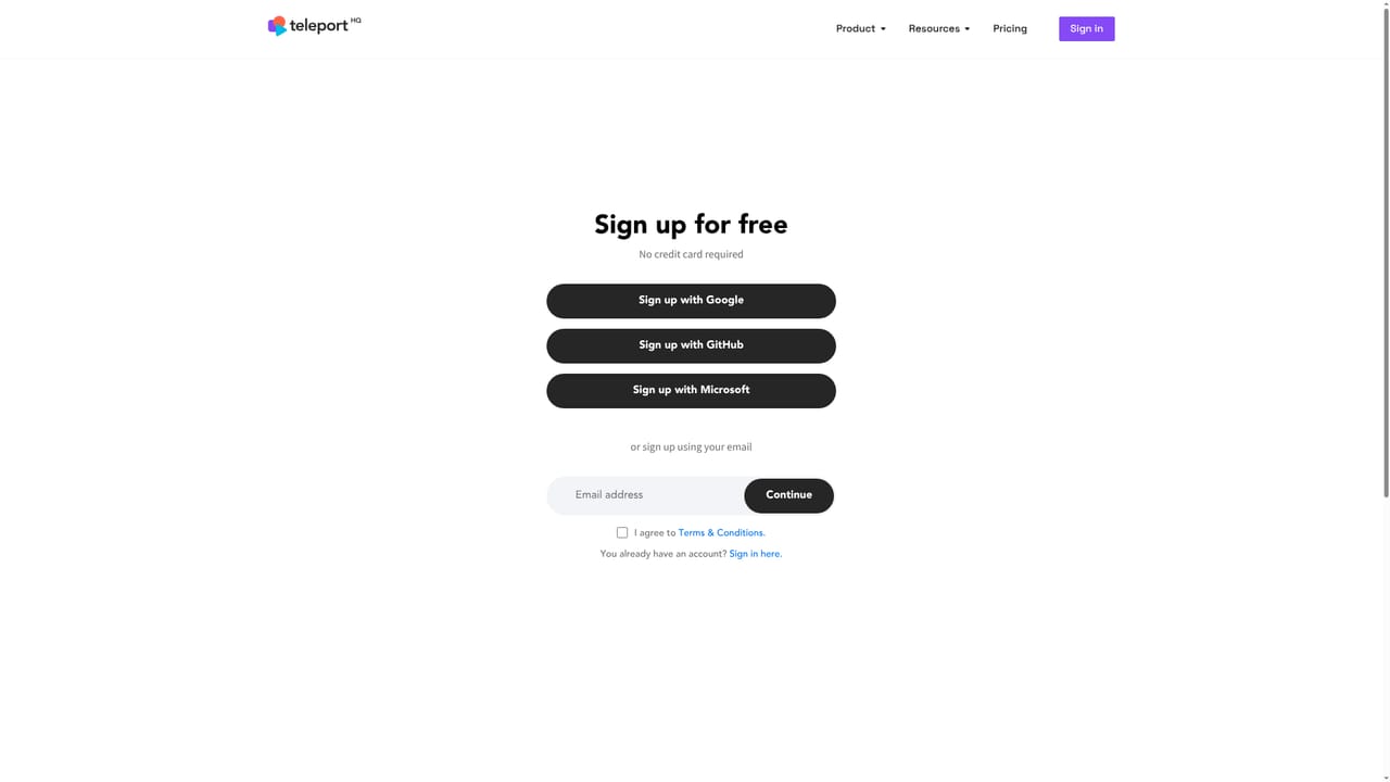 TeleportHQ — Create a free account