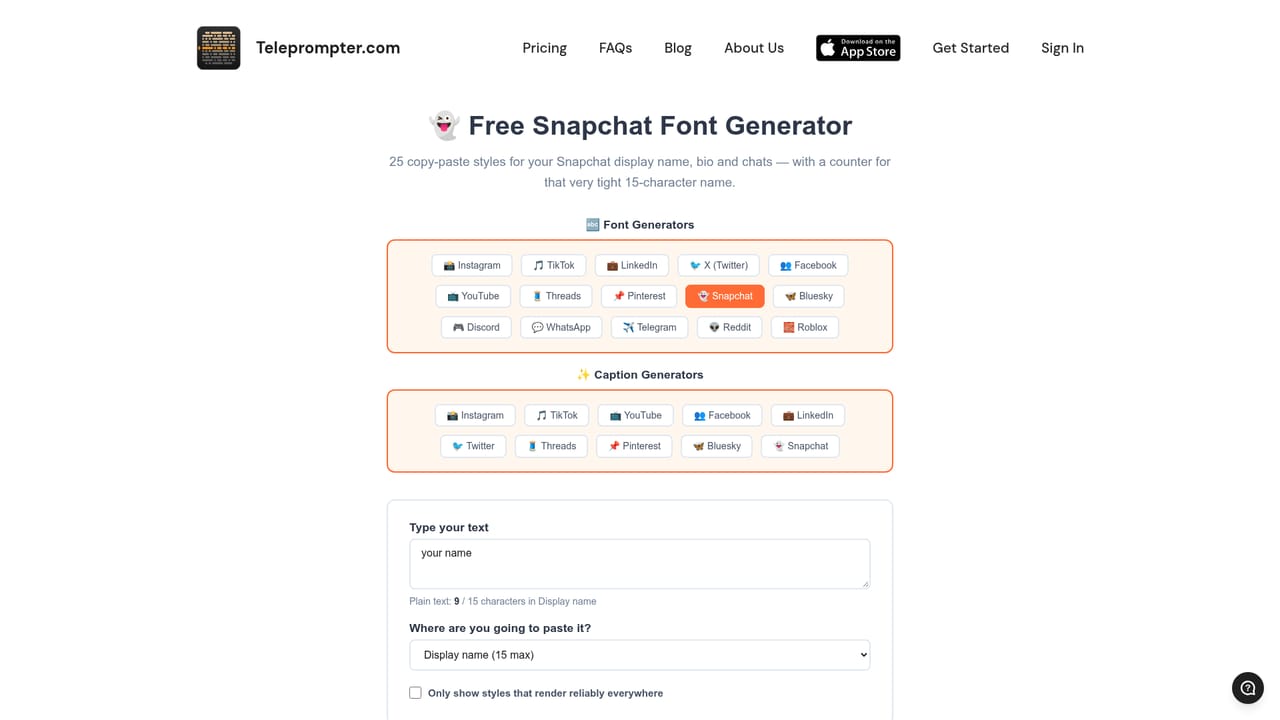 Teleprompter — Copy and style the text
