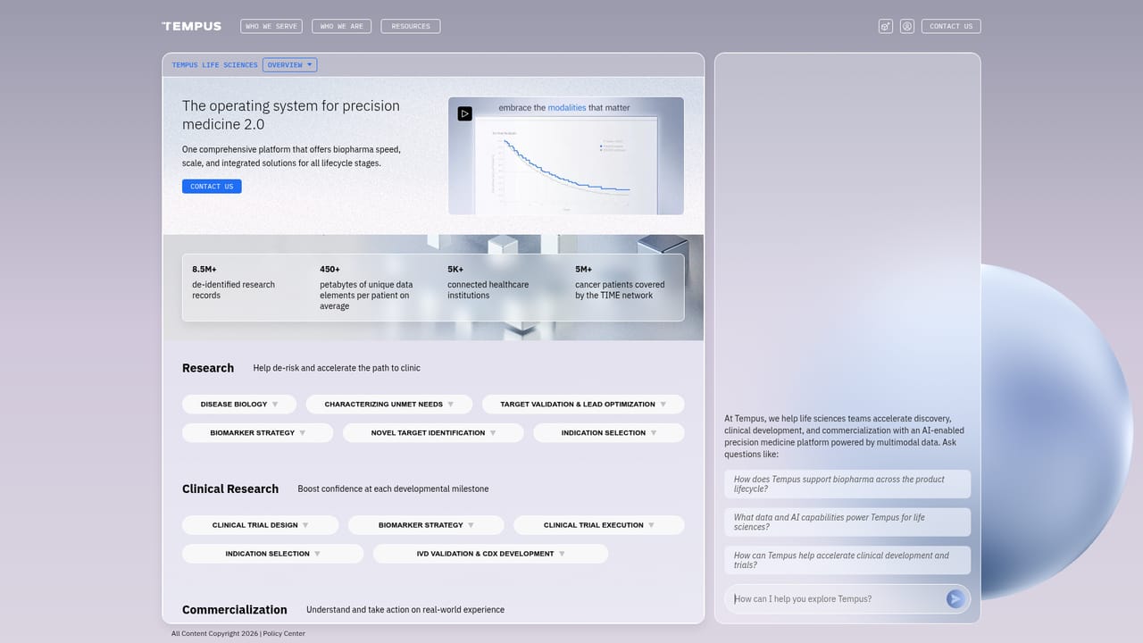 Tempus — Map life sciences workstreams