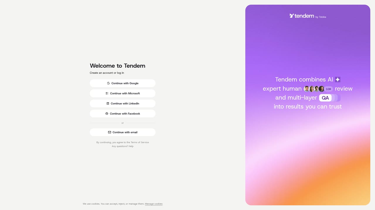 Tendem — Open the task workspace