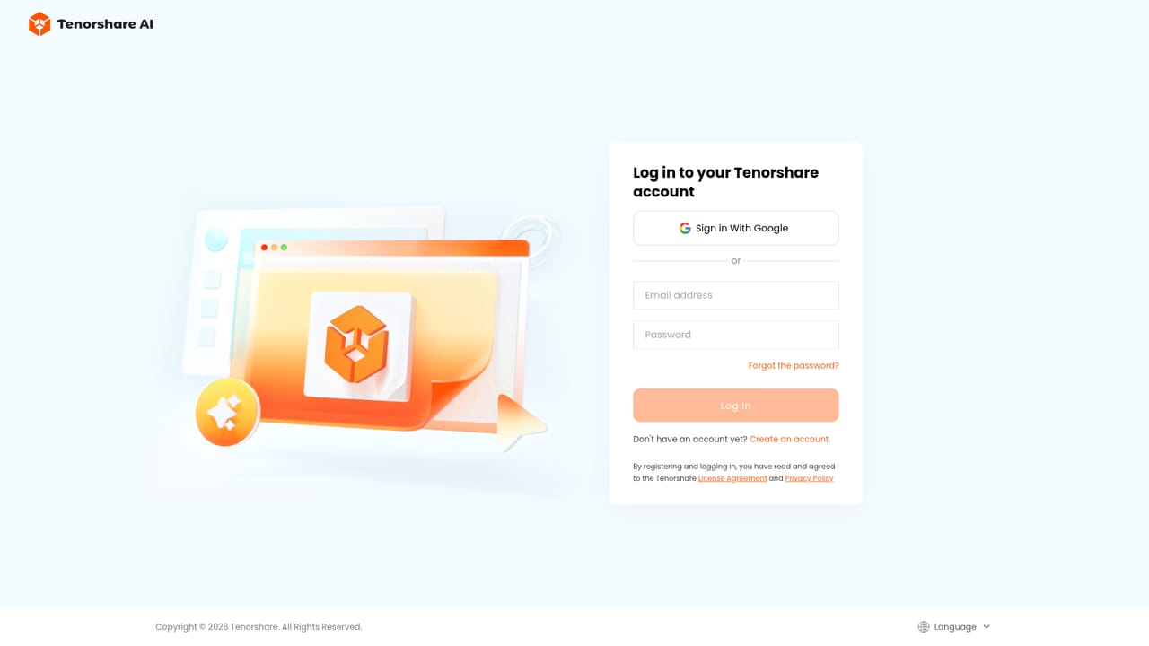 Tenorshare AI Diagrimo — Create an account and open the editor