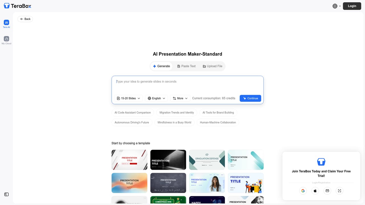 TeraBox — Pick a presentation mode