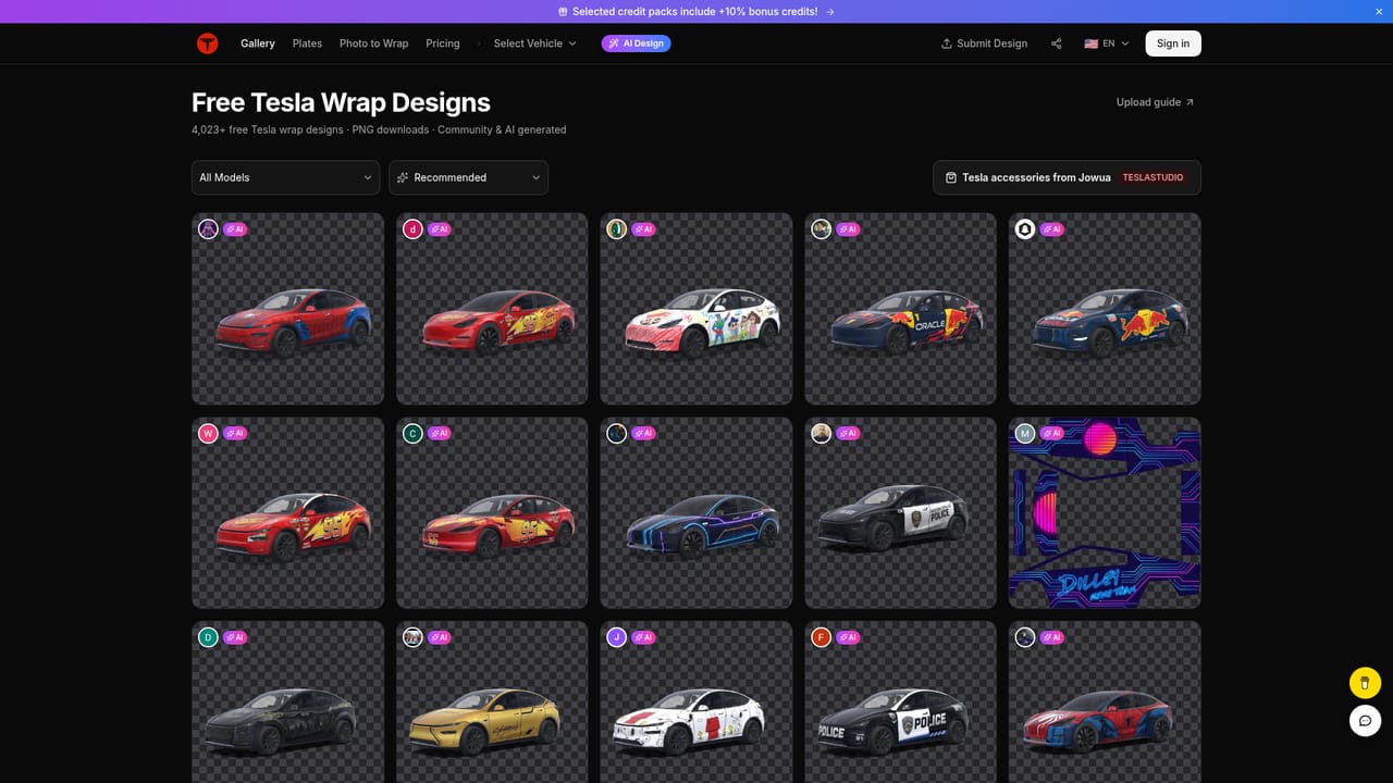 Tesla Wrap Designer — Browse the gallery