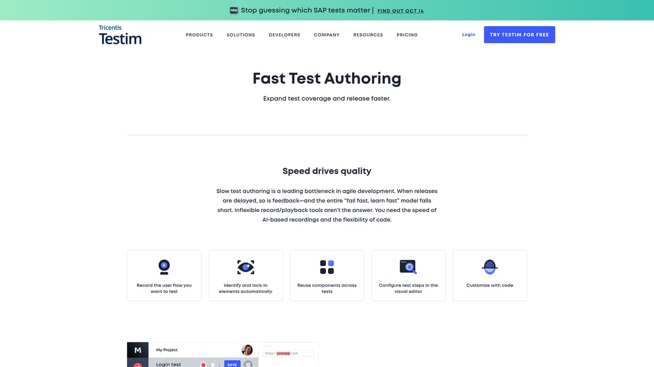 Testim — Author a first test
