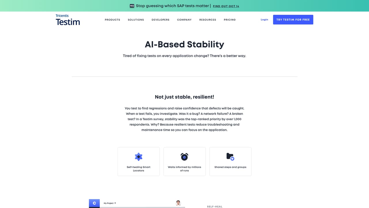 Testim — Review locators and stability settings