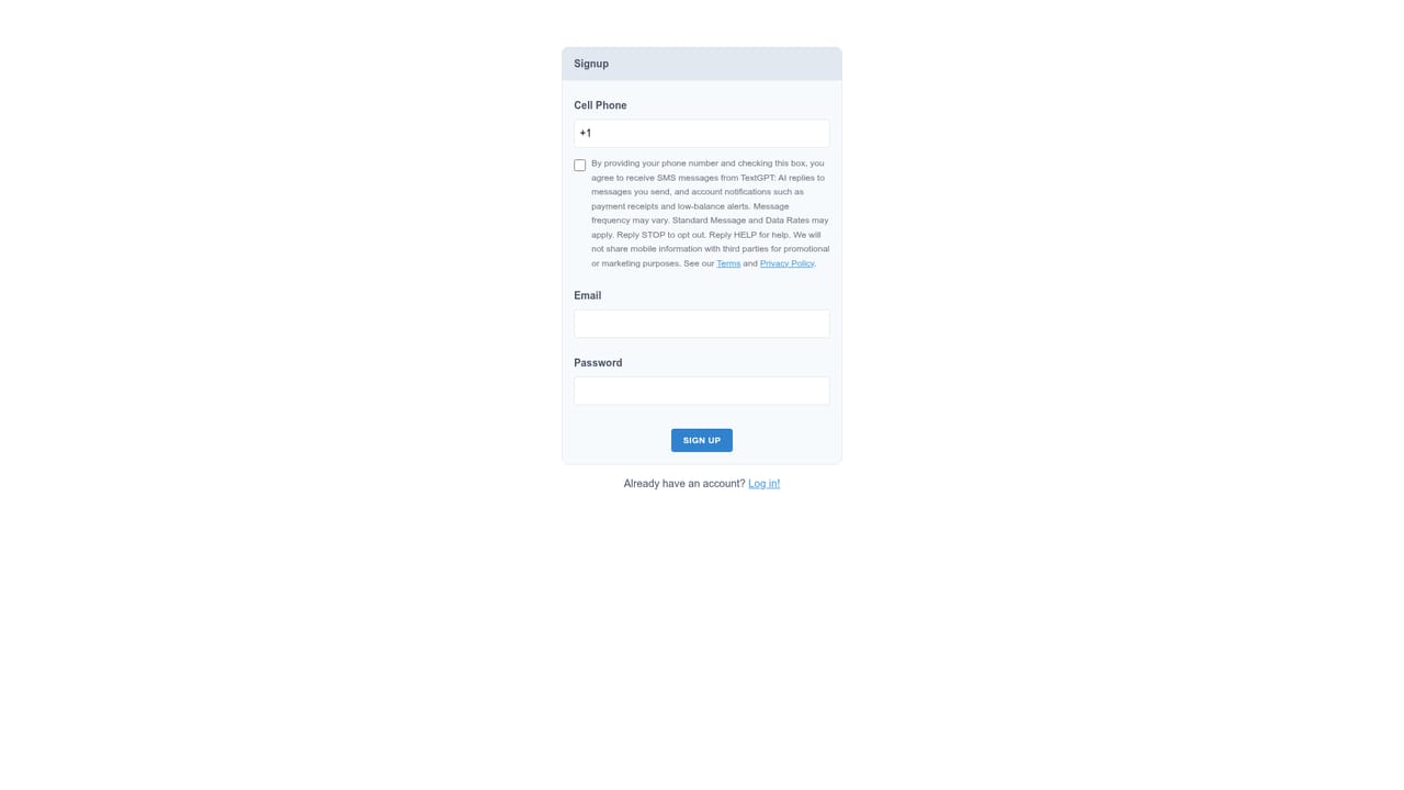Text GPT — Create an account and buy a credit pack