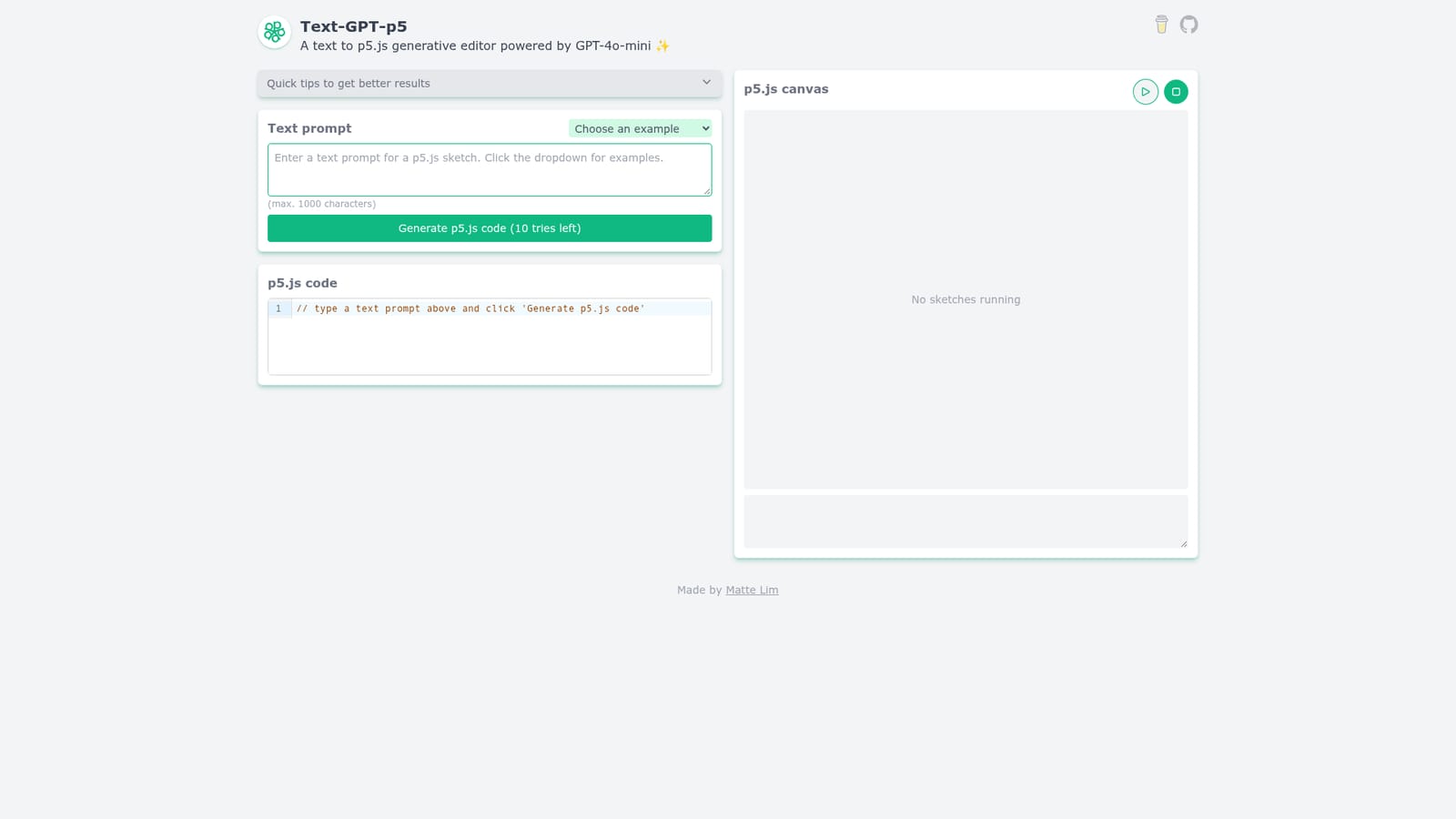 Textgptp5 — Open the generator