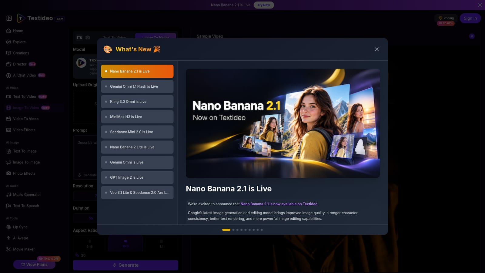 Textideo — Open the image-to-video page