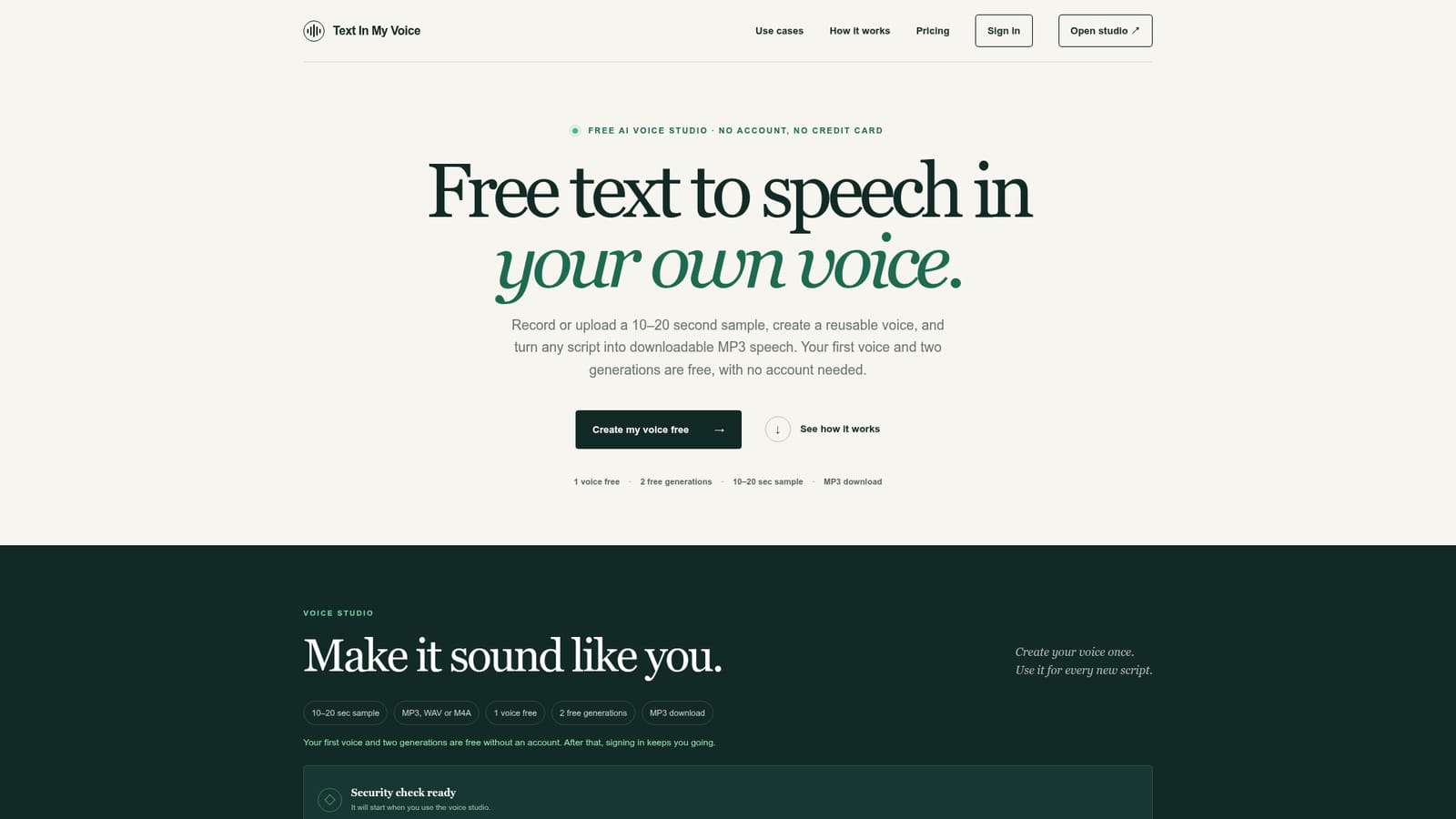 TextInMyVoice — Open the voice studio