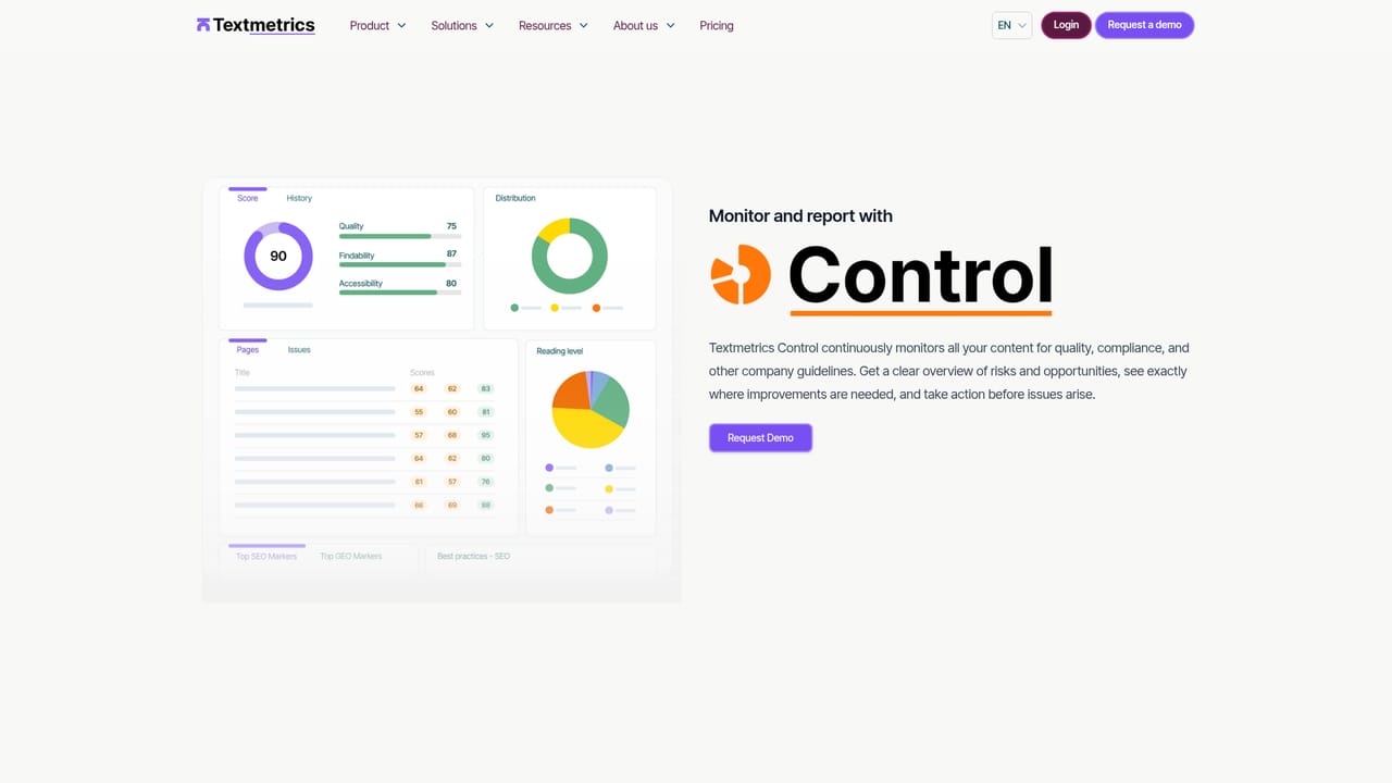 Textmetrics — Read how Control reports on content