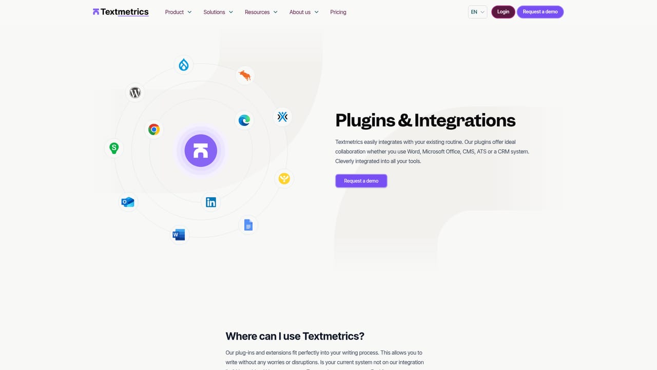 Textmetrics — Install the plugin for your work environment