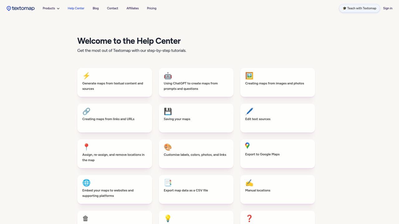 Textomap — Check the help centre