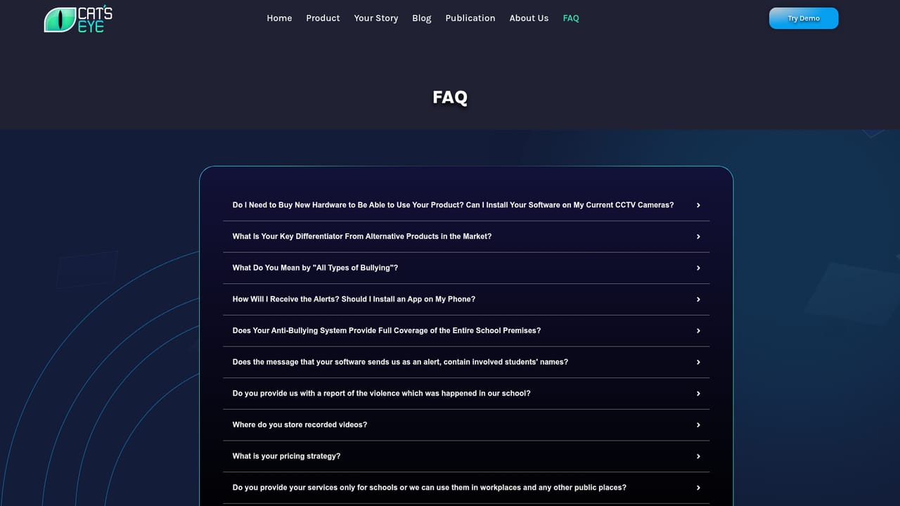 The Cat's Eye Smart Systems — Check the FAQ