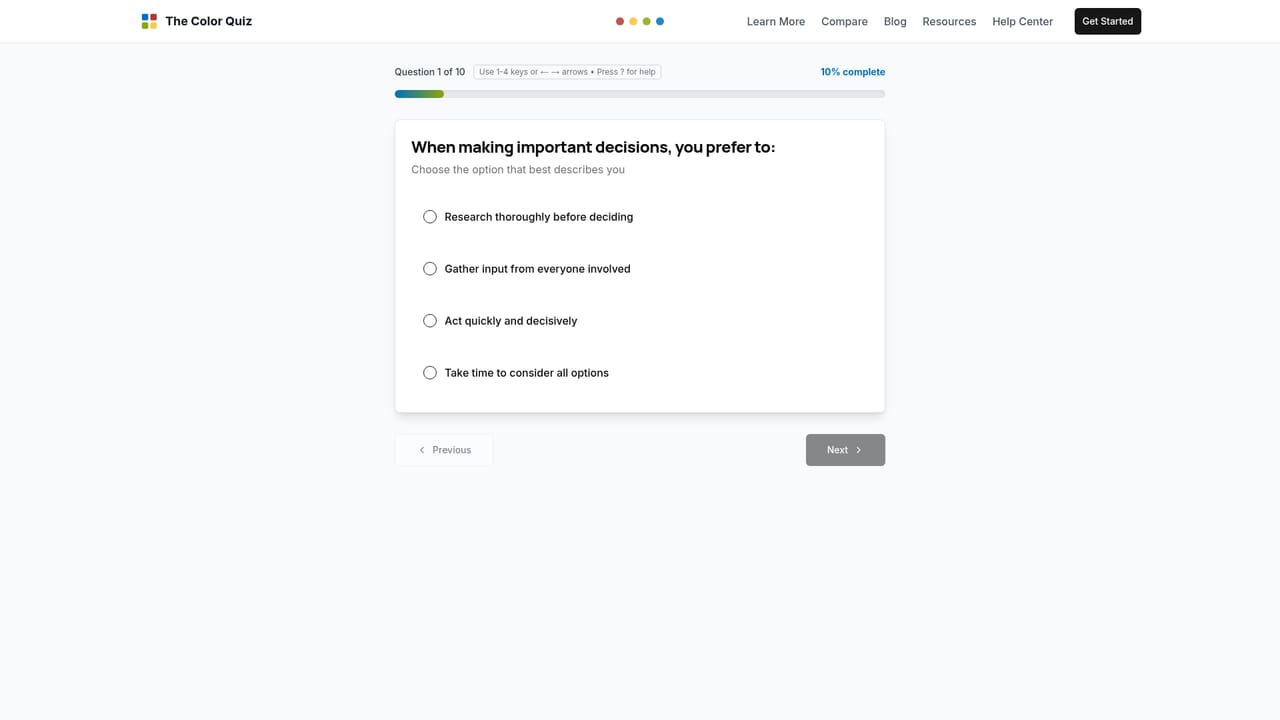 The Color Quiz — Start the free assessment