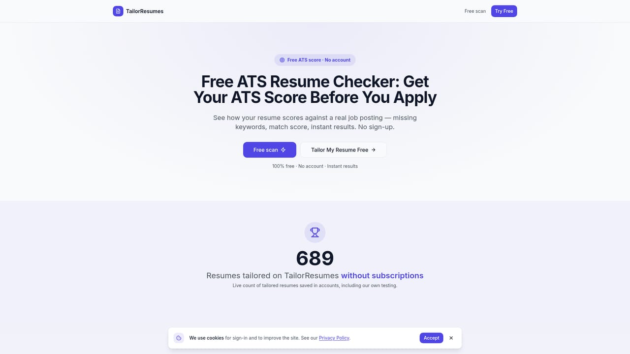 The Tailor — Run the free ATS check first